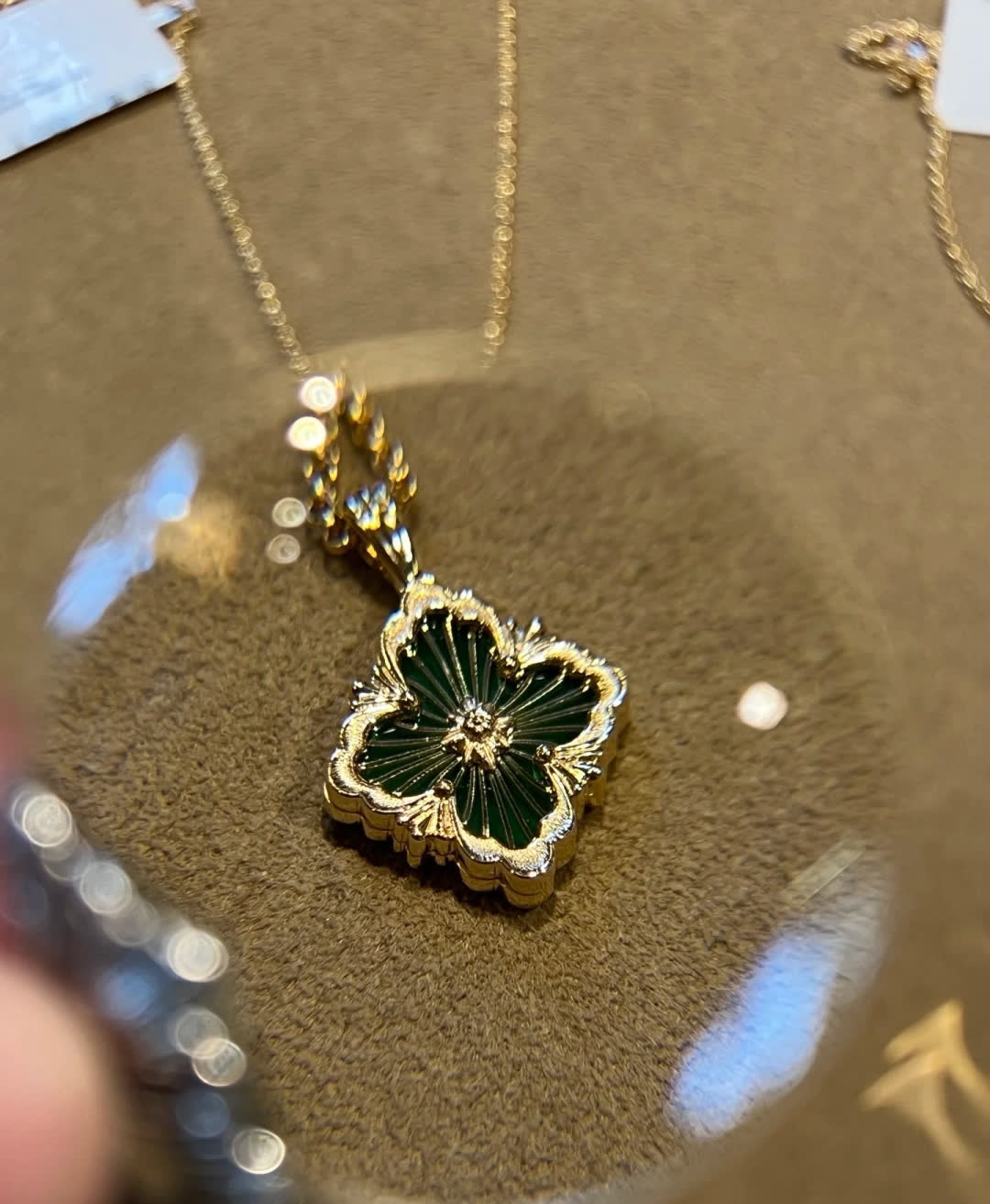 Van Cleef & Arpels Muccellati Gold-Plated Enamel Clover Flower Necklace